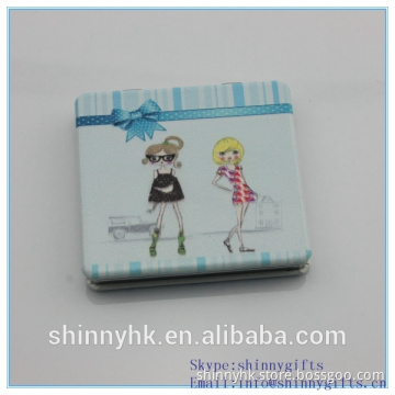 purple compact mirror /square fashion gilr pattern pocket mirror